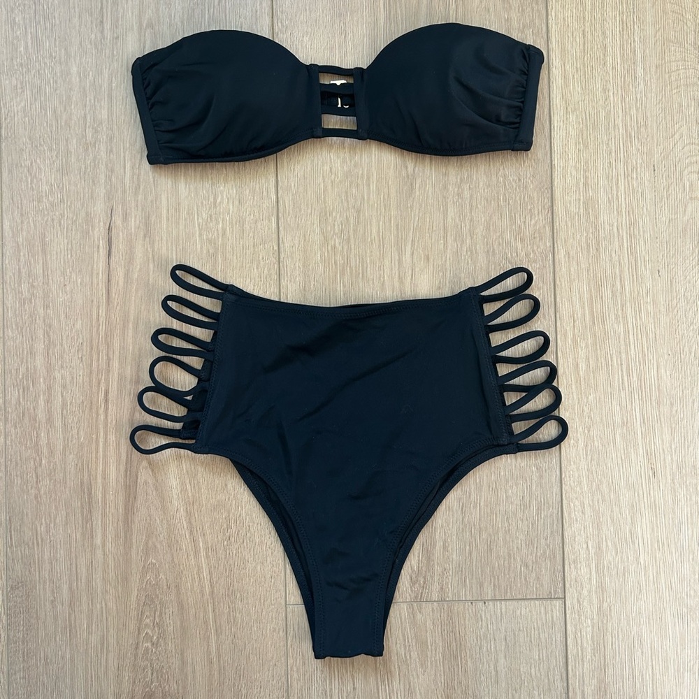 Victoria's Secret Black Strappy Bikini Set